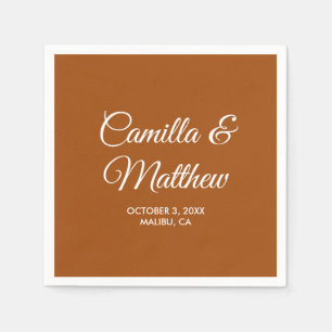 Terracotta Romantic Script Personalized Wedding Napkins
