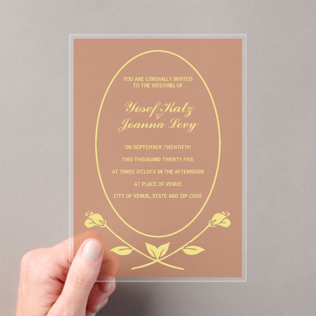 Terracotta Rose Acrylic Wedding Invitation (Insitu (Handheld))