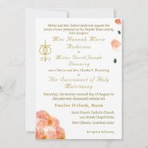 Terracotta Rose Catholic Wedding Invitation