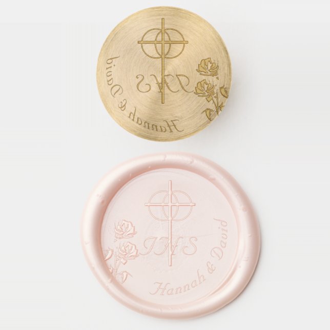Terracotta Rose Catholic Wedding Wax Seal Stamp (Stamped)