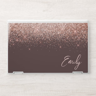 Terracotta Rose Gold Blush Pink Glitter Monogram HP Laptop Skin