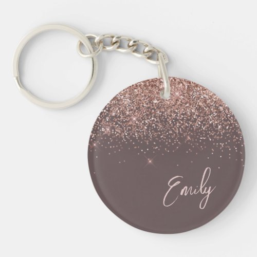 Terracotta Rose Gold Blush Pink Glitter Monogram  Keychain