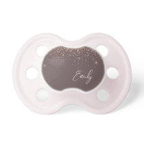 Terracotta Rose Gold Blush Pink Glitter Monogram Pacifier