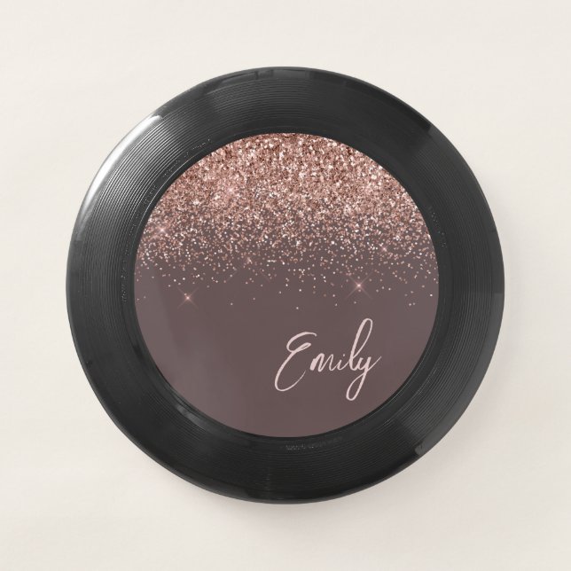 Terracotta Rose Gold Blush Pink Glitter Monogram  Wham-O Frisbee (Front)