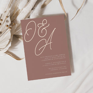 Terracotta   Rose Gold Script Monogram Wedding Foil Invitation