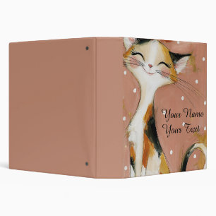 Terracotta Rose Muted Orange Personalized Cat 3 Ring Binder