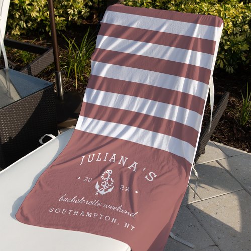 Terracotta Rose Personalized Bachelorette Weekend Beach Towel