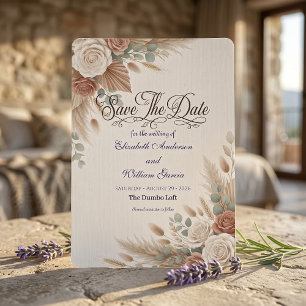 Terracotta Rose Rustic Romantic Boho  Save The Date