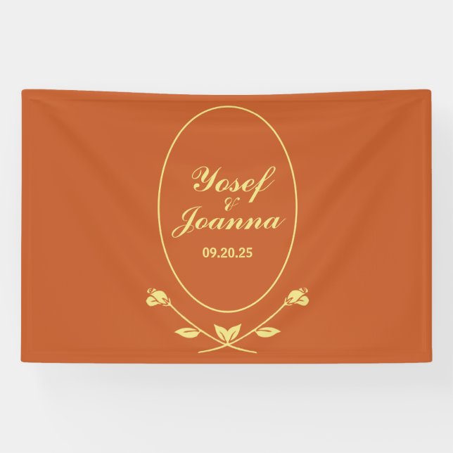Terracotta Rose Wedding Banner (Horizontal)