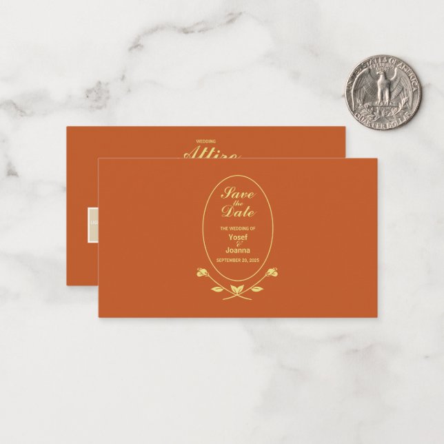 Terracotta Rose Wedding Color Enclosure Card (Front/Back In Situ)