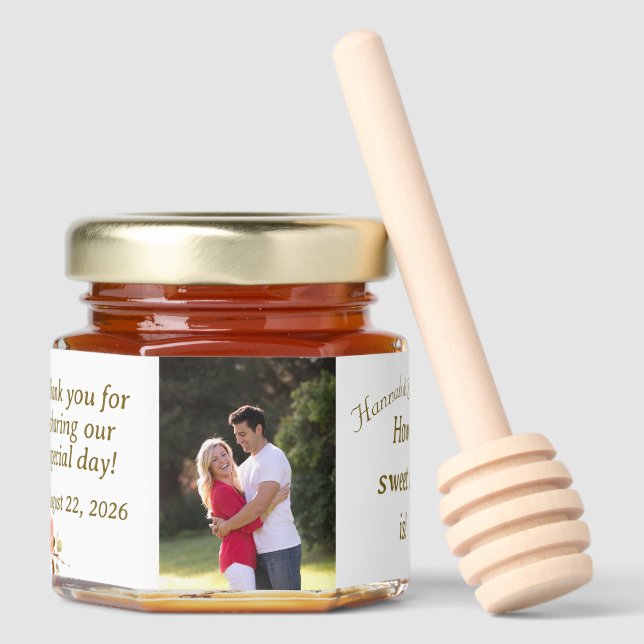 Terracotta Rose Wedding honey favor Honey Jar Favors (Front)