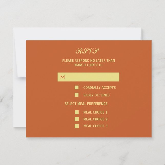 Terracotta Rose Wedding Response RSVP Card (Back)