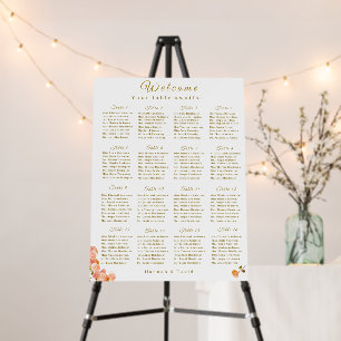 Terracotta Rose Wedding Seating Chart Foam Board