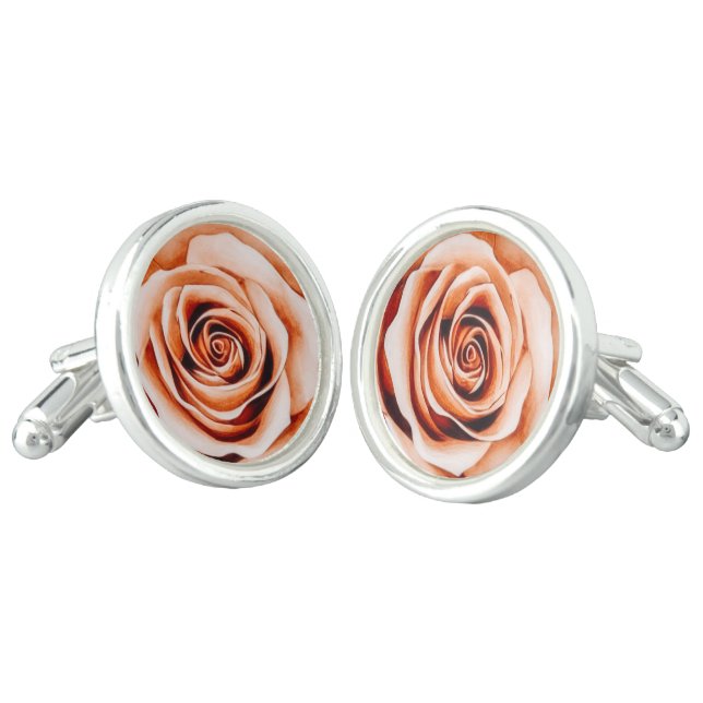 Terracotta roses cufflinks (Angled)