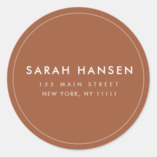 Terracotta Round Modern Return Address Label