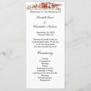 Terracotta Rust Boho Floral Wedding Program