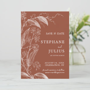 Terracotta Rust Botanical Save the Date Invitation