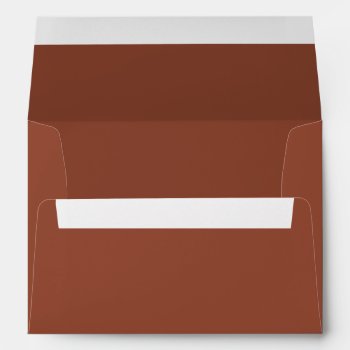 Terracotta Rust Brown Minimalist Fall Wedding Envelope by RemioniArt at Zazzle