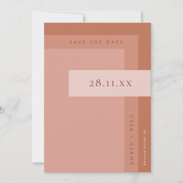 Terracotta Rust & Burnt Orange Boho Minimalist Save The Date (Front)