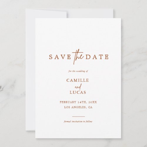 Terracotta Rust Burnt Orange Photo Save the Dates  Invitation