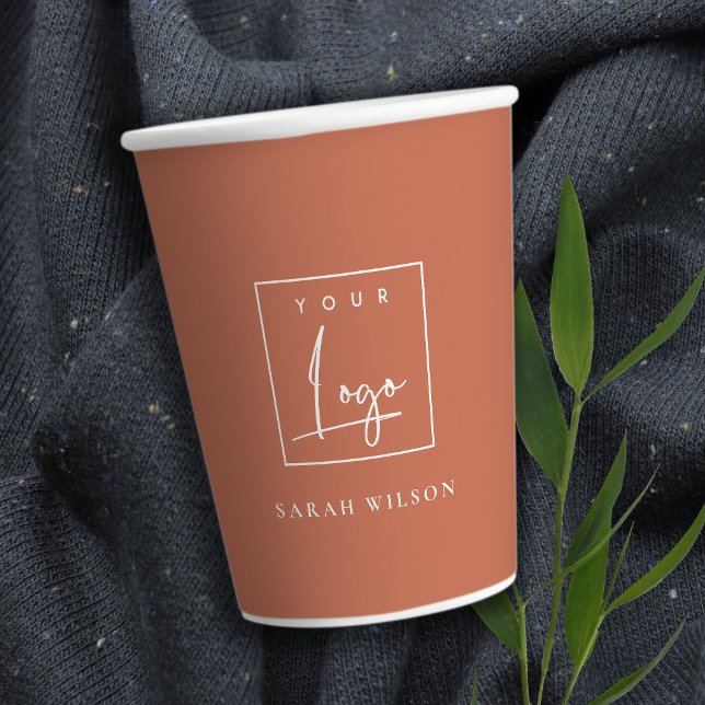 Terracotta Rust Custom Promotional Business Logo Paper Cups (Creator Uploaded)