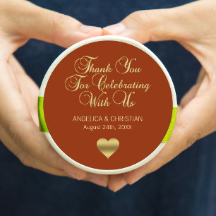 Terracotta Rust Earth Autumn Thank you Wedding Classic Round Sticker