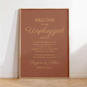 Terracotta Rust Elegant Script Unplugged Wedding Poster