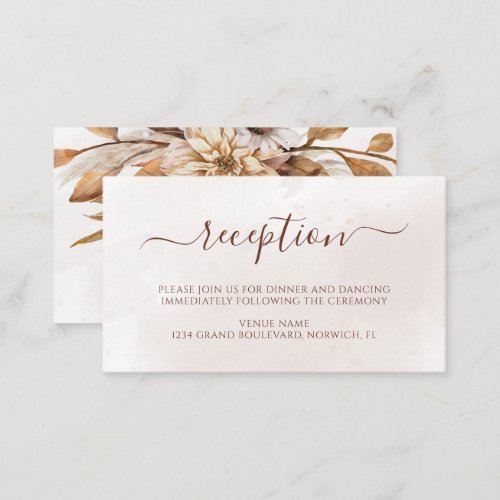 Terracotta Rust Floral Boho Fall Wedding Reception Enclosure Card