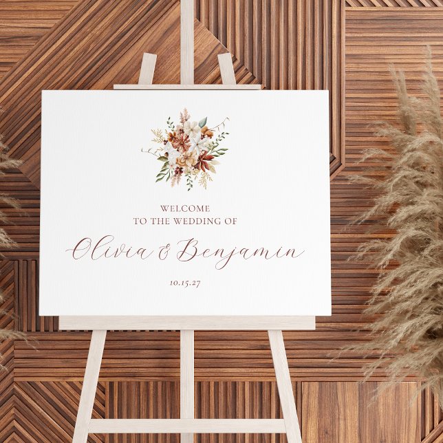 Terracotta Rust Floral Fall Wedding Welcome Sign (Creator Uploaded)