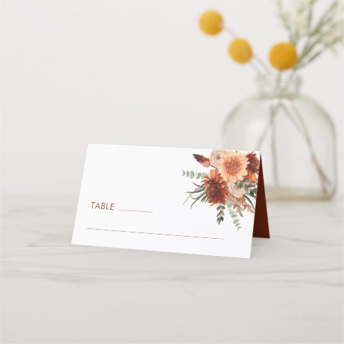 Terracotta Rust Floral Wedding  Place Card