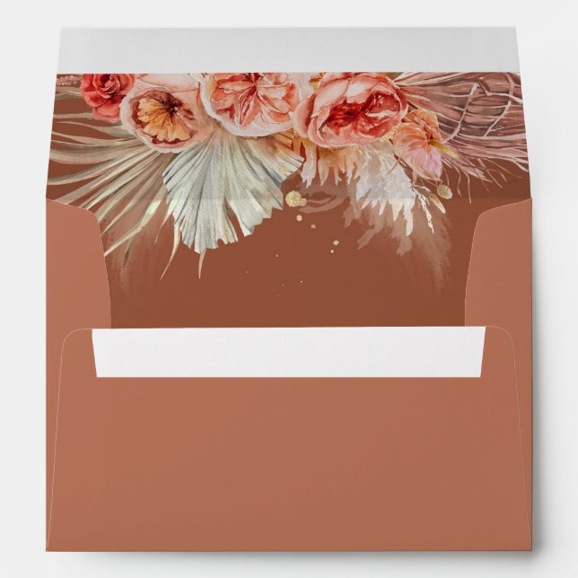 Terracotta Rust Flowers and Pampas Grass Envelope (Back (Bottom))
