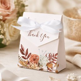 Terracotta Rust Flowers Boho Fall Foliage Wedding Favor Boxes
