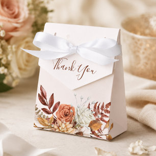 Terracotta Rust Flowers Boho Fall Foliage Wedding Favor Boxes