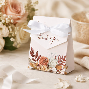 Terracotta Rust Flowers Boho Fall Foliage Wedding Favor Boxes