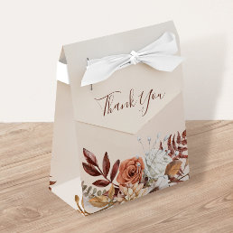 Terracotta Rust Flowers Boho Fall Foliage Wedding Favor Boxes