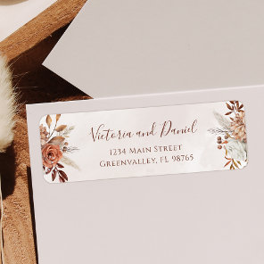 Terracotta Rust Flowers Boho Fall Foliage Wedding Label