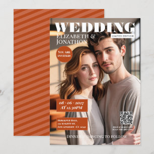 Terracotta & Rust Magazine Wedding Photo Invitation