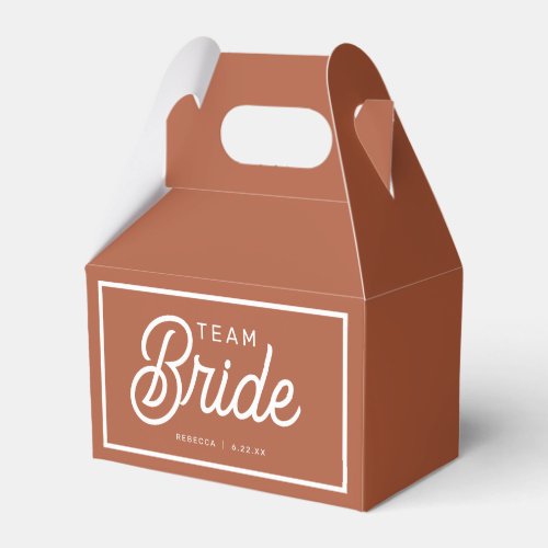 Terracotta Rust Modern Team Bride Custom Favor Box