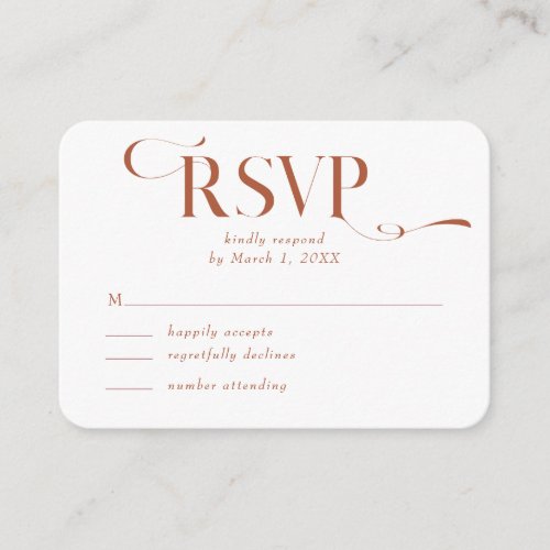 Terracotta Rust Modern Wedding RSVP Enclosure Card