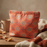 Terracotta Rust Orange Grey Boho Tribal Geometric Fabric