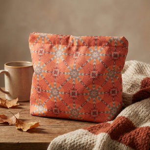 Terracotta Rust Orange Grey Boho Tribal Geometric Fabric