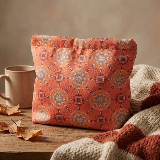 Terracotta Rust Orange Grey Boho Tribal Geometric Fabric