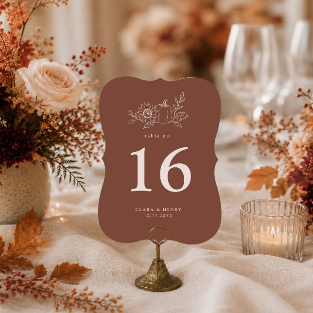 Terracotta Rust Pumpkin Die-Cut Table Number (Creator Uploaded)