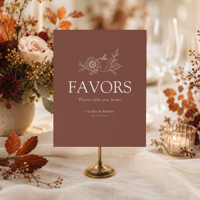 Terracotta Rust Pumpkin Sunflower Favors Sign (Creator Uploaded)