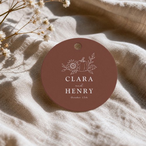 Terracotta Rust Pumpkin Wedding Thank You Favor Tags