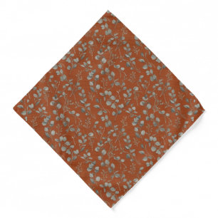 Terracotta Rust Sage Green Eucalyptus Botanical Bandana