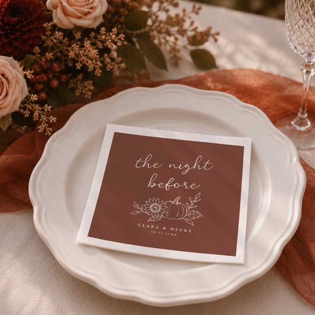 Terracotta Rust The Night Before Rehearsal Dinner Napkins (Creator Uploaded)
