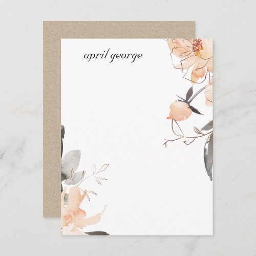 TERRACOTTA RUST WATERCOLOR FLORAL PERSONALISED NOTE CARD
