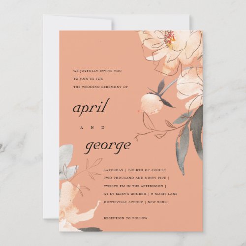 TERRACOTTA RUST WATERCOLOR FLORAL WEDDING INVITE