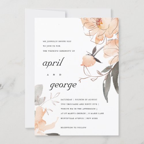 TERRACOTTA RUST WATERCOLOR FLORAL WEDDING INVITE